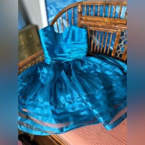 Betsey Johnson Blue Strapless Mini Dress: optional straps included